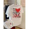 Love Heart Print Short Sleeve T-Shirt | Casual Crew Neck Top for Women, Fashionable Spring/Summer Apparel