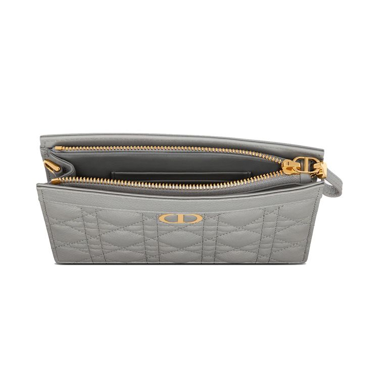 Dior Caro Checkered Pattern With Metal Chain Soft Cowhide Clutch Shoulder Crossbody Bag Women Bags Gray S5106UWHC-M41G