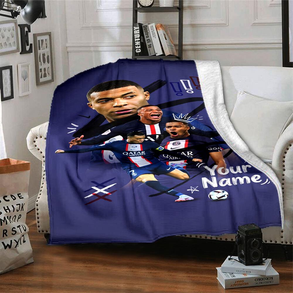 Mbappé Personalisierte Decke Geschenk Anpassbare Decke Weich & Gemütlich Vielseitig für Wohnzimmer Bett Büro Wohnzimmer Vier Jahreszeiten Universell