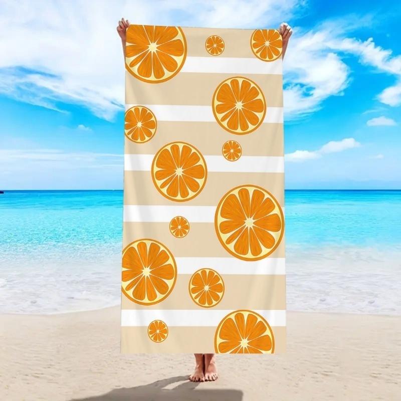 Frische Grapefruit Orange Zitrusblatt Strandtuch Sandfrei Schnelltrocknende Decke Aquarell Tropische Frucht Druck Leichtes Handtuch