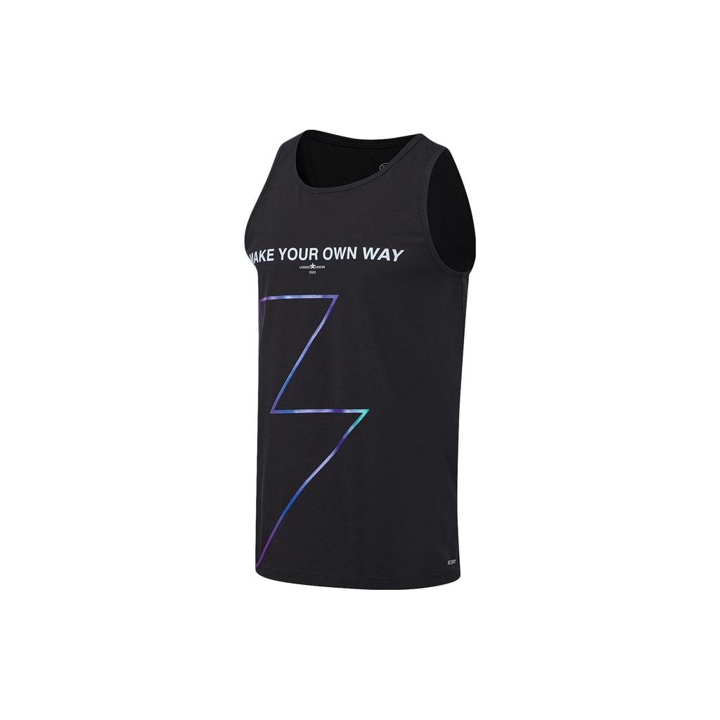Li Ning Tank Tops Men's Black Crew Neck Moderate Straight Fit AVST089-1