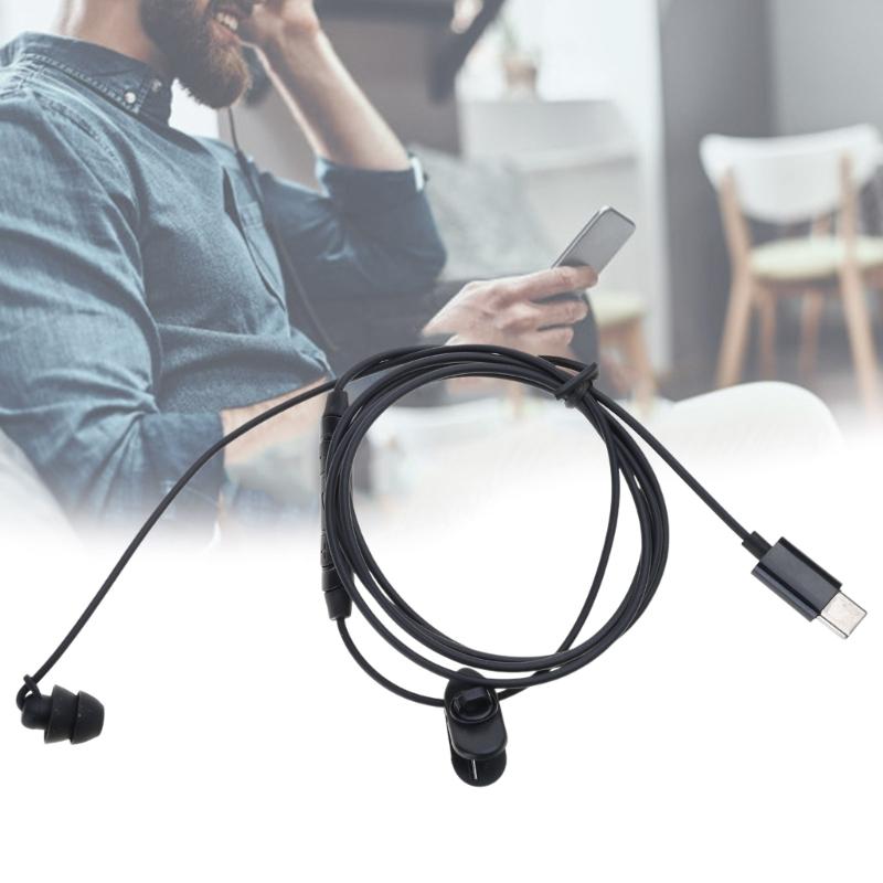 USB Type C Earphone Single-Side Earphone Magnetic Earbud,Single-Ear Earbud with Mics for Travel, Running, and Security