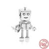 Fit Original Pendant Charm Bracelet Fine Zircon 925 Sterling Copper Sweet Lovely Happy Boy Girl Love Pink Heart Robot DIY Beads