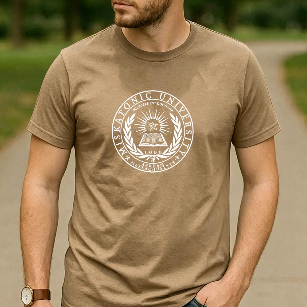 Miskatonic University Arkham Massachusetts 1690 Occult Graphic T Shirt Unisex Cotton Dark Horror Lovecraft Fan Vintage Tee