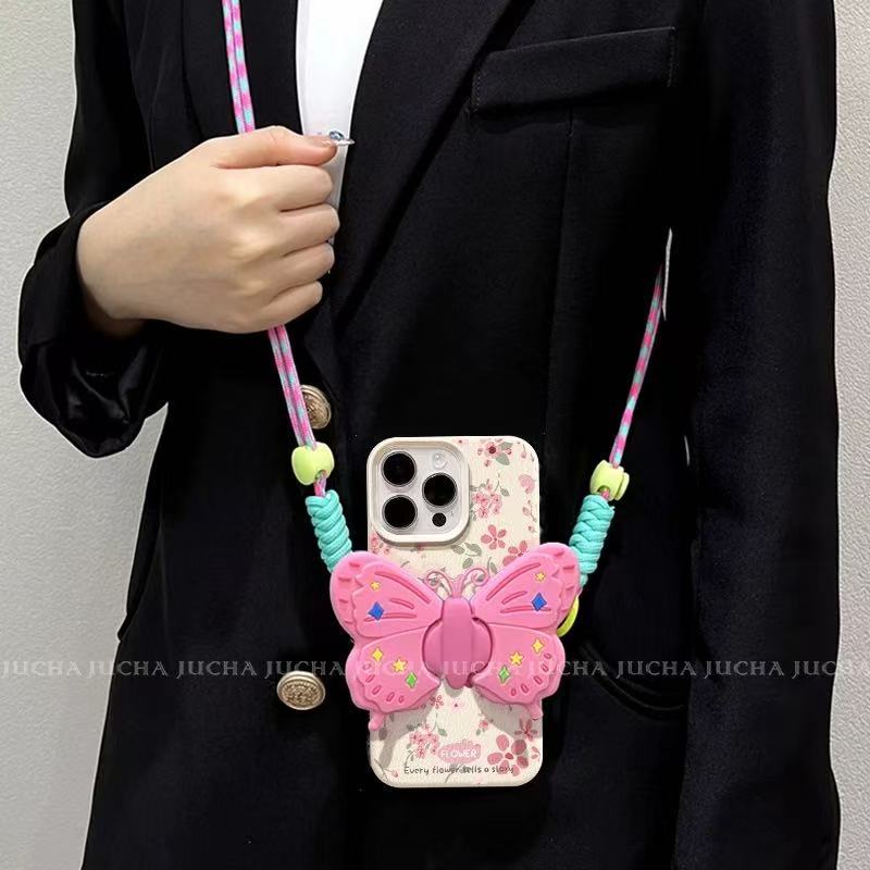 Zhao Ruth, the Same Pink Bow Back Clip Messenger Is Suitable for iPhone16promax Apple 15 Mobile Phone Case 14.