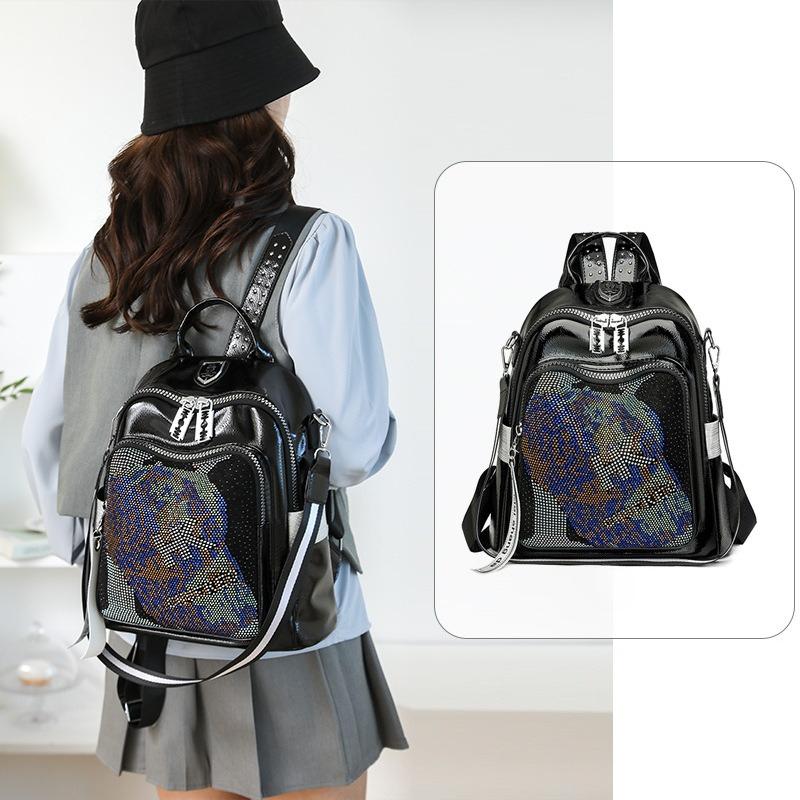 Stitched Diamond Shoulder Bag - Fashionable, Versatile, Unique, Big Eyes, Stylish, Large Capacity, Dual-purpose Backpack