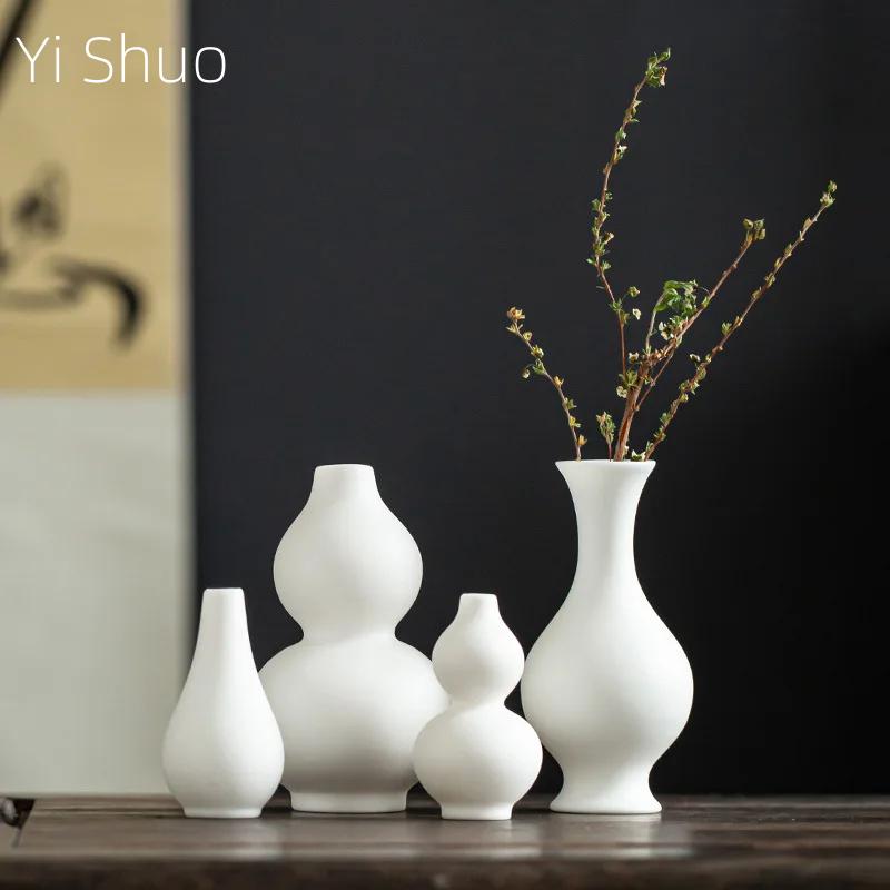 Mini Kleine Vaas Wit Porselein Jade Heilige-Watervaas Tearoom Thee Ceremonie Chinese Bloemenhouder Hydroponische Plant Bloemplantapparaat