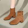 Autumn Vintage Suede Women Ankle Boots Ladies Concise Pointed Toe Thick Heel Short Botas Zapatos De Mujer