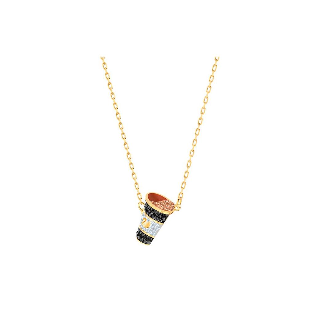 Swarovski Nicest Donut Coffee Pattern Necklace Set Women Necklaces Gold 5459142