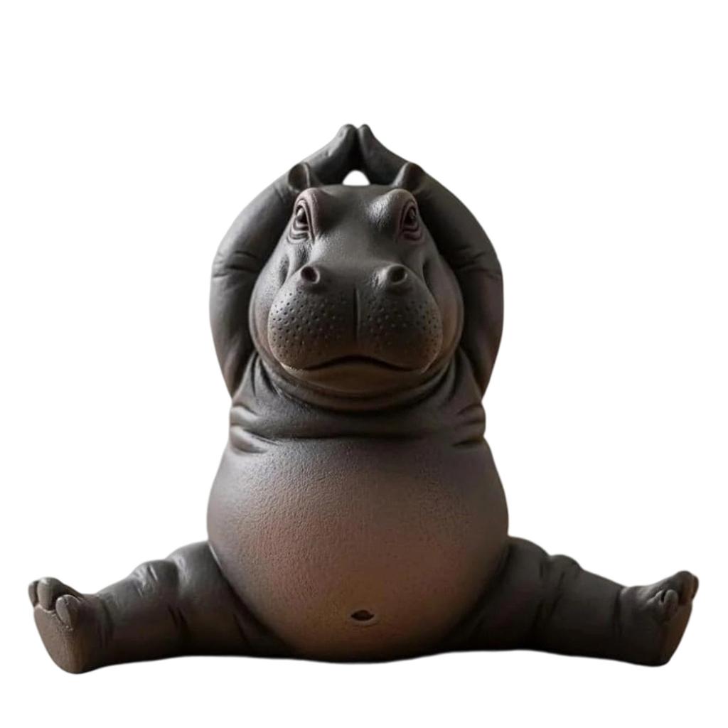 Plastic Meditating Clumsy Hippo Statue Figurine For Home Office Meditations Room Decors Unique Gift For Animal Lover
