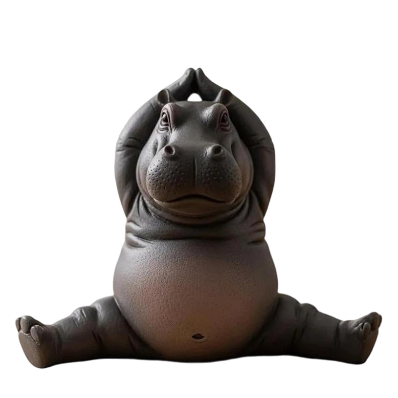 

Funny Meditating Clumsy Hippo Miniature Statue Ornament Desktop Decors For Meditations Corner Housewarmings Present F