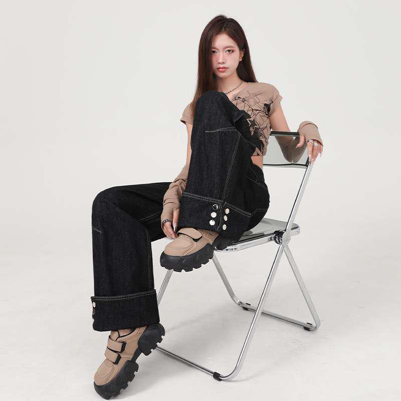 Women s High-Waisted Black Retro Wide-Leg Jeans Extra Small