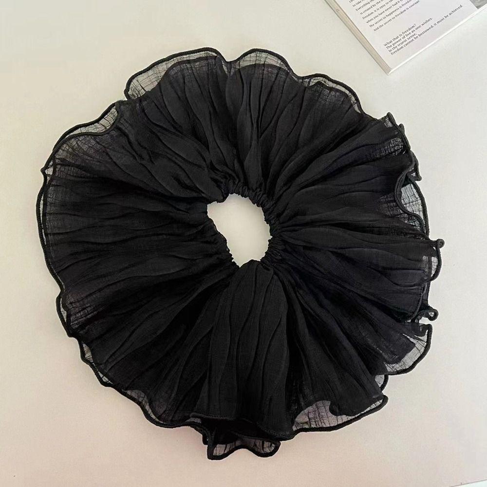Hair Band Lace Mesh Cloth Flower Hair Tie Korean Style Headwear Women Scrunchies Wrinkle Hair Rope
