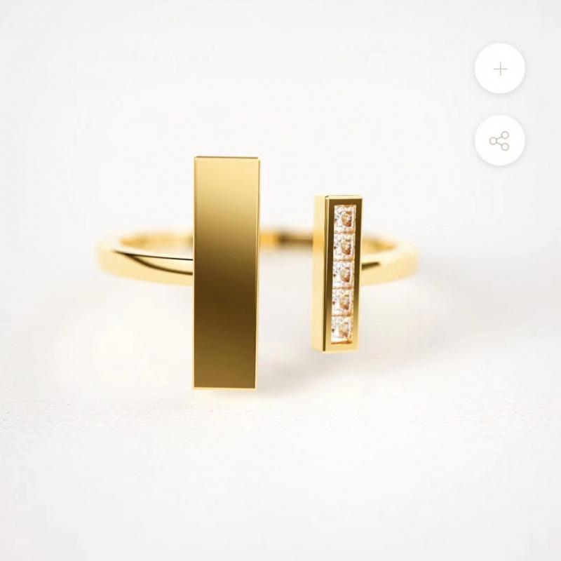 

Women s Double T Ring: Diamond-Set, Trendy Korean-Style Fashion Jewelry Adjustable