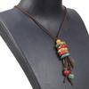 Handmade Ceramic Necklace Adjustable Length Multi Color Beads Leaf Pendants Vintage Style Sweater Chain for Women
