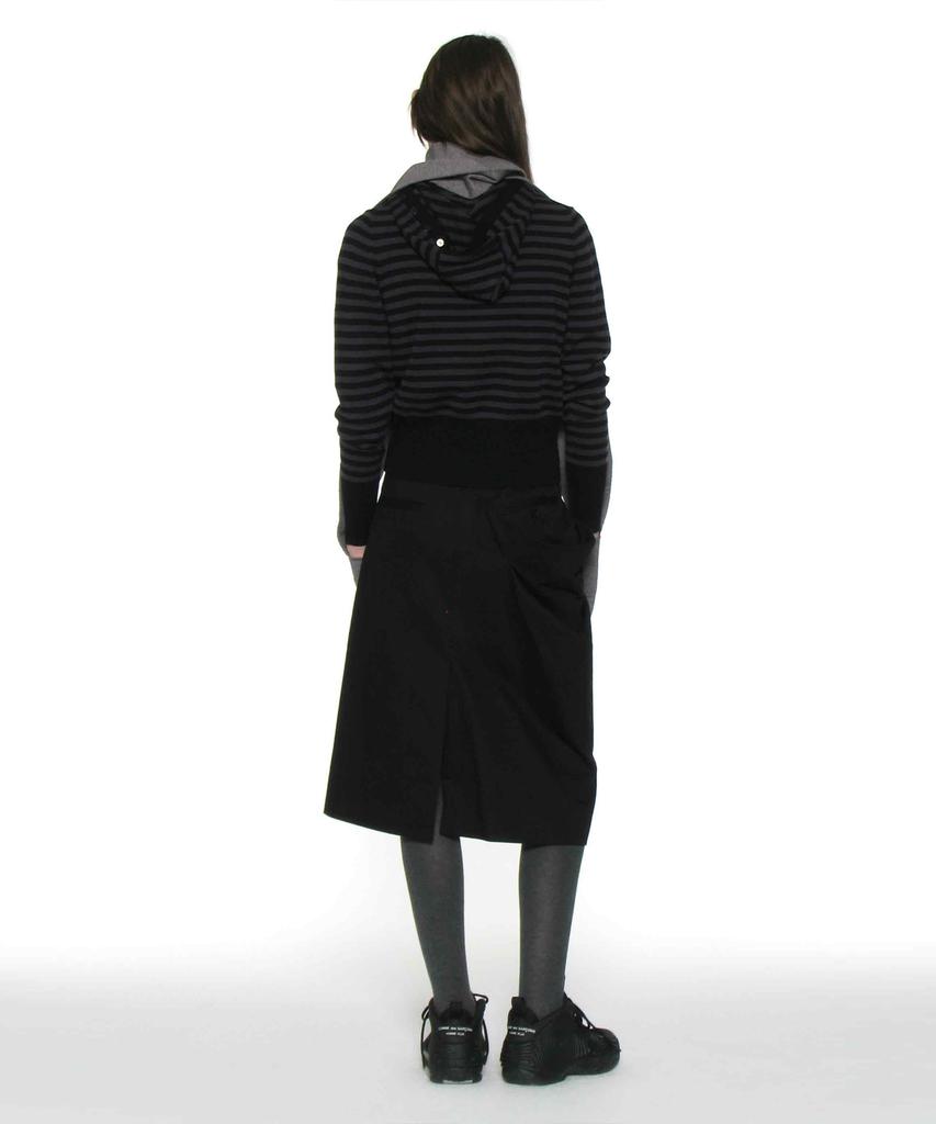 Partimento Woman Asymmetric Drape Panel Midi Skirt_Black
