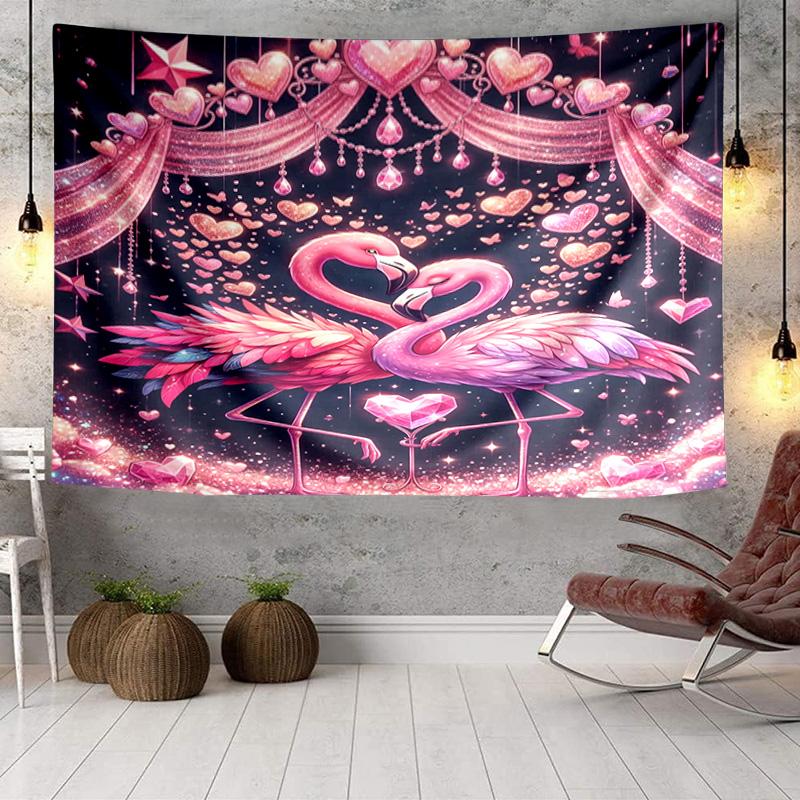 Love Birds In Heart Tapestry Room Decoration Wall Hanging for Living Room Bedroom, Dormitory, Birthday and Christmas Gifts