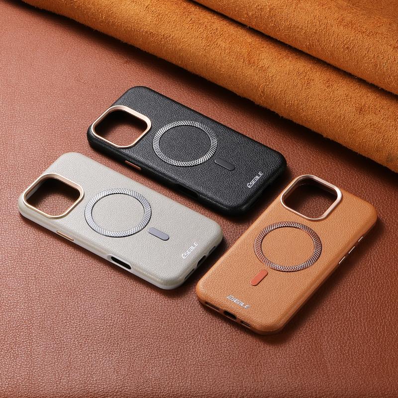 New Luxury Solid Color Leather For Magsafe Magnetic Shockproof Phone Case For iPhone 17 Pro Max 15 13 14 16 Pro Max Bumper Cover