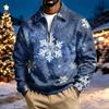 Men's Casual Christmas Print Quarter-Zip Sweatshirt with Collar