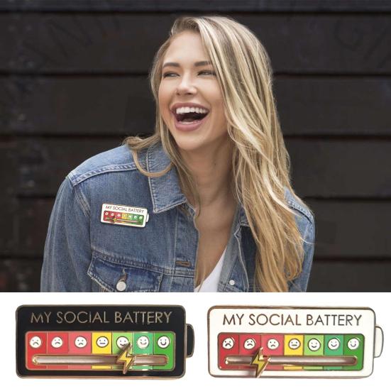 

Эмаль Цвет Женщины Брошь Прямоугольник Съемное Гальваническое Покрытие 7 Дней Моя Социальная Батарея Булавка Фотография Реквизит