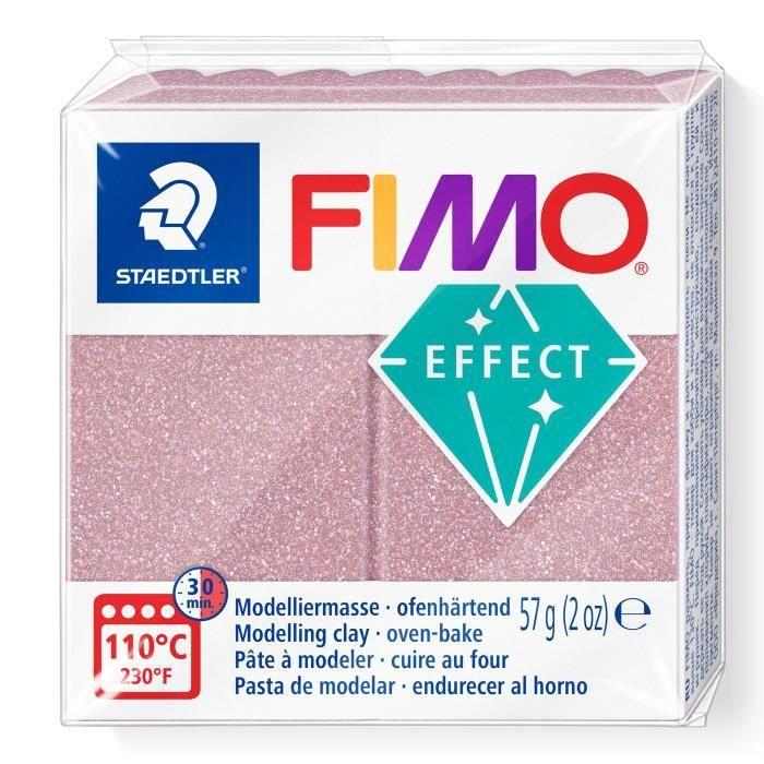 Pâte à modeler - FIMO - Paillettes Or rose - 57 g - Facile à malaxer - Pour enfants