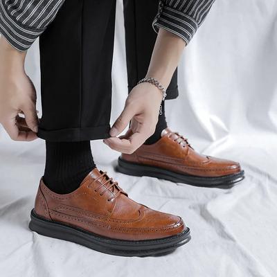 Klassieke Brogue Schoenen Heren Echt Leer Luxe Heren Casual Zakelijke Schoenen Veterschoenen Bruine Schoenen voor Heren Sapato Social Masculino