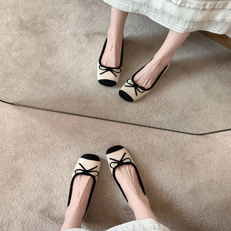 5Cm Small Inner Height Increase Ballet Shoes Women's Outer Wear Square Head Silver Single Shoes Bow 2024 Mary Jane