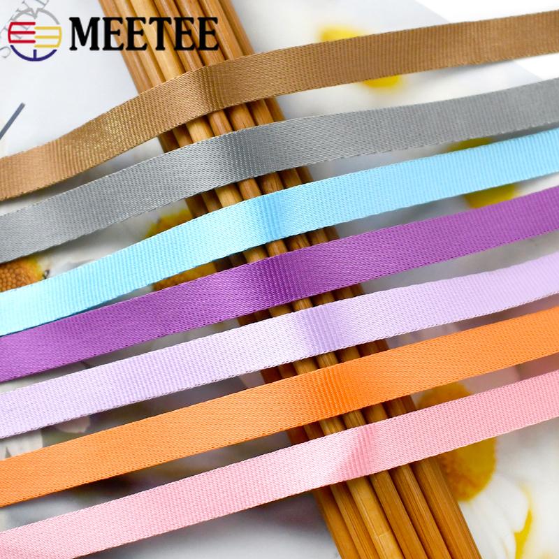 Meetee 45Meters 10-20mm Colored Nylon Webbing Tape Handbag Strap Ribbon Gift Packing Decoration Band Sewing Garment Accessories