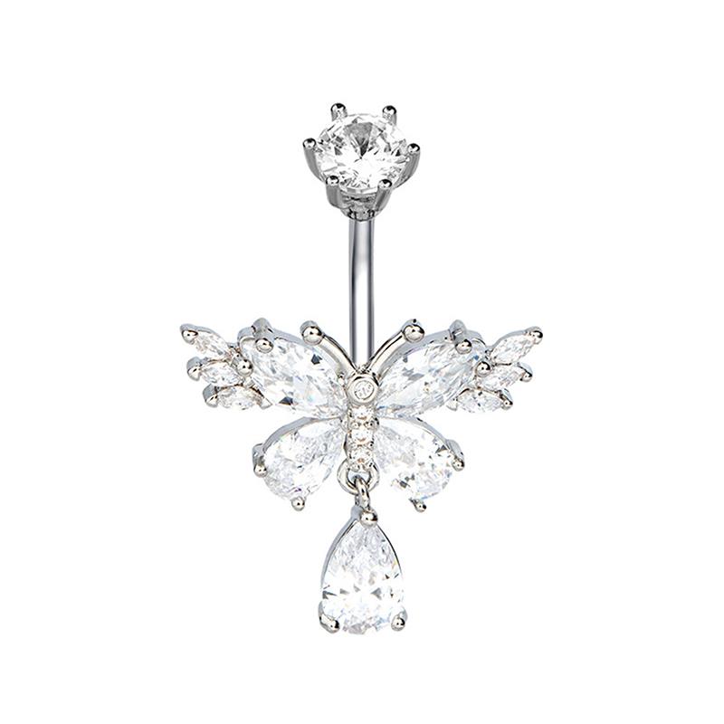 Butterfly Navel Ring For Women Girls Exquisite Zircon  Belly Button Rings Sexy Belly Piercing Body Jewelry Gifts