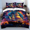 "Colorful Sailing Ship Art Set" Soft Skin-Friendly Bedding Set Includes 1 Duvet Cover And 2 Pillowcase Gift