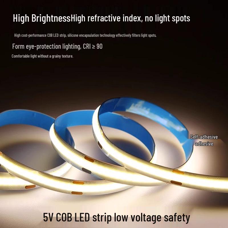 Hand-swept Waterproof LED COB Strip Light, USB Interface, Low Voltage, Super Bright, Touch Activated