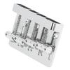 Electric Bass Bridge Tailpiece 4 String Fixed Saddle with Thickened Base Plate Hex Wrench Silver