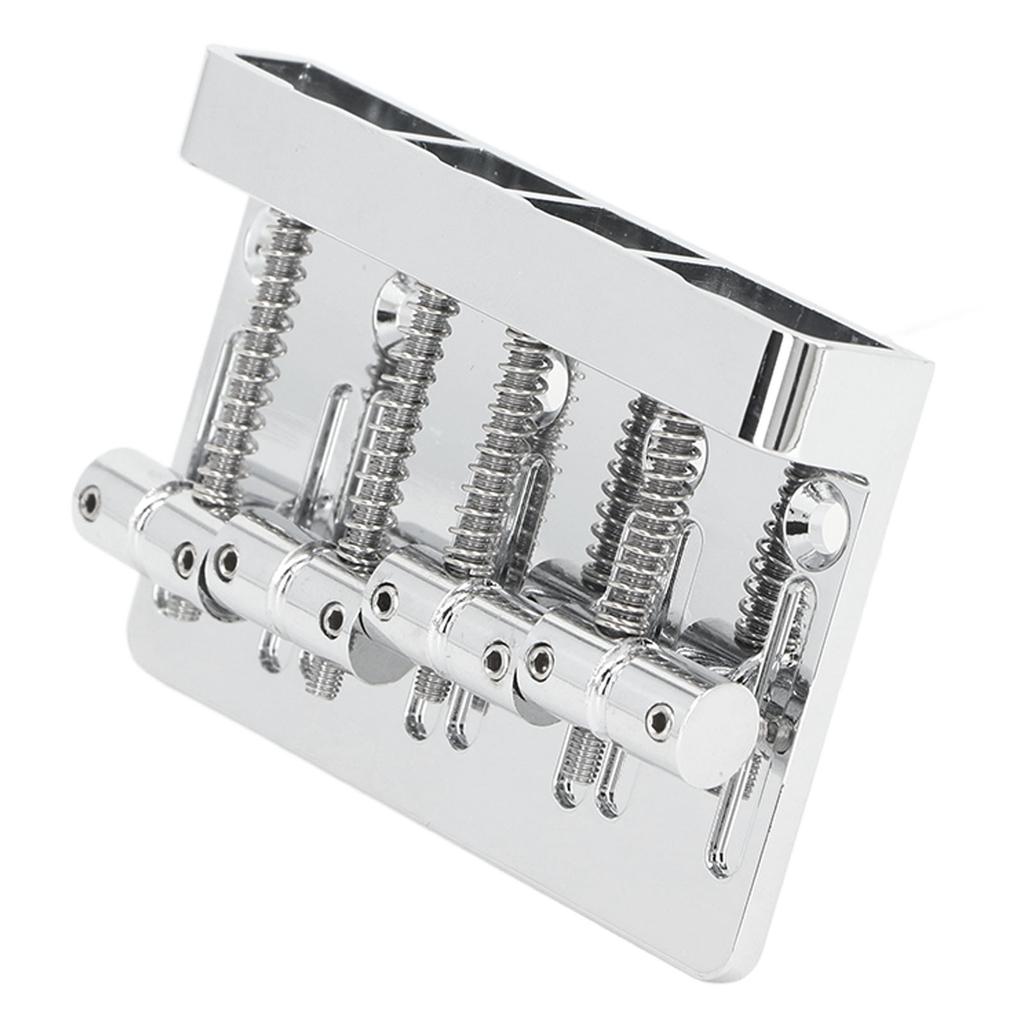 Electric Bass Bridge Tailpiece 4 String Fixed Saddle with Thickened Base Plate Hex Wrench Silver