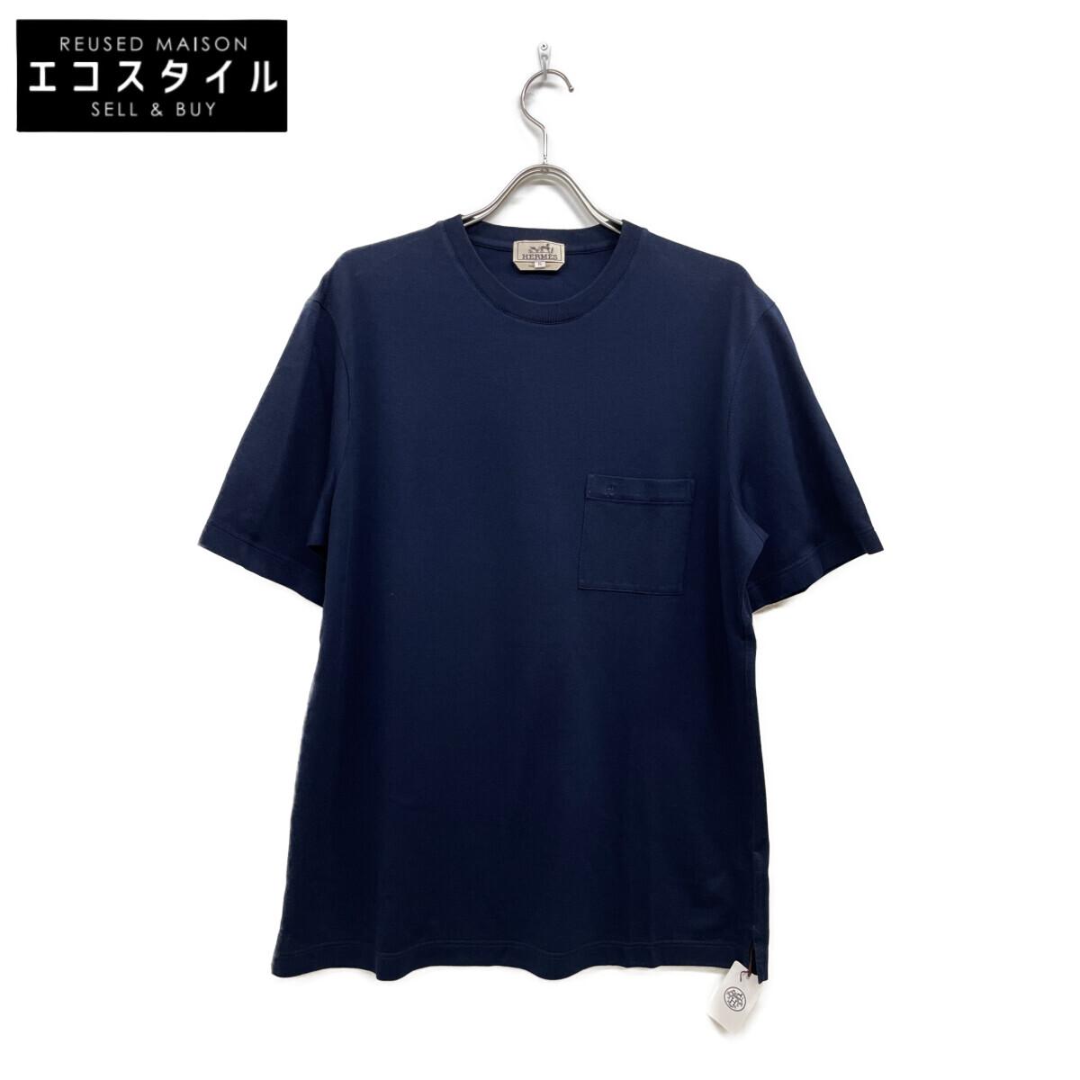 

HERMES Navy Cotton Pocket T-shirt tops XL NavyUsed