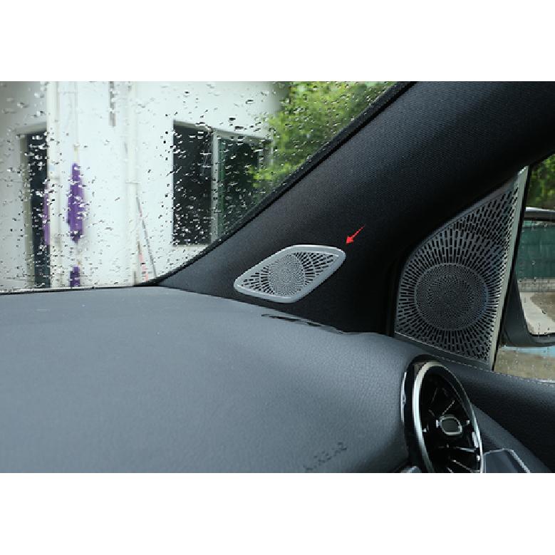 A Post Speaker Frame Cover Trim 2PCS For Benz GLA  - Silver Aluminum
