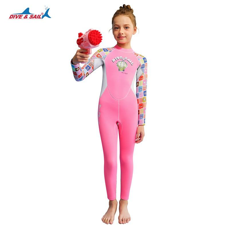 1.5mm Neoprene Kids Girls Fullsuit Wetsuit Snorkeling Swimming Surfing Jellyfish Protection Warm Water Sport