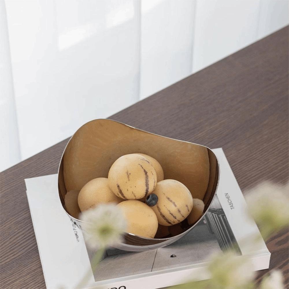 INS Salad Fruit Plate 304 Stainless Steel Table Plate Petals Serving Bowl Home Decor