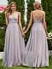 Ever-Pretty Women's Deep V-Neck See-Through Empire Waist Backless A-Line Pleated Tulle Bridesmaids Dress