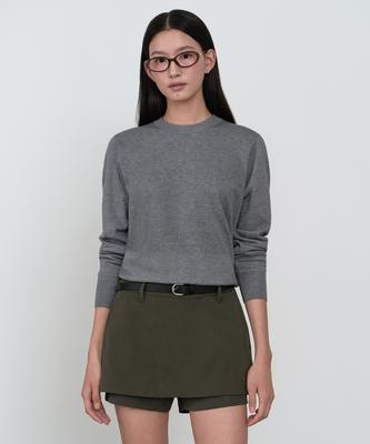 MUSINSA STANDARD WOMAN Women'S Essential Round Neck Knit [Medium Grey]