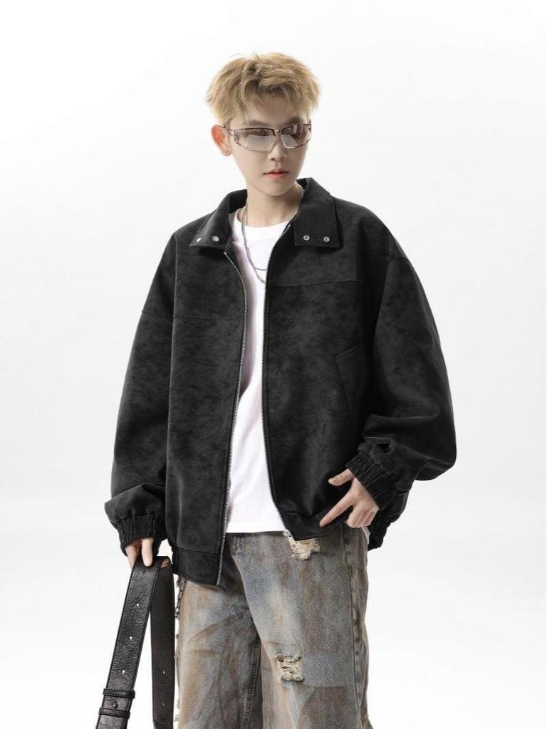 Men's High-End Stand-Up Collar Leather Motorcycle Jacket - Handsome, Loose, and Versatile for Autumn and Winter