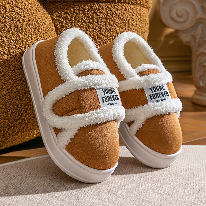 2025 New Cotton Slippers Winter Indoor Home Bag Heel Non-slip Warm Plush Cotton Shoes