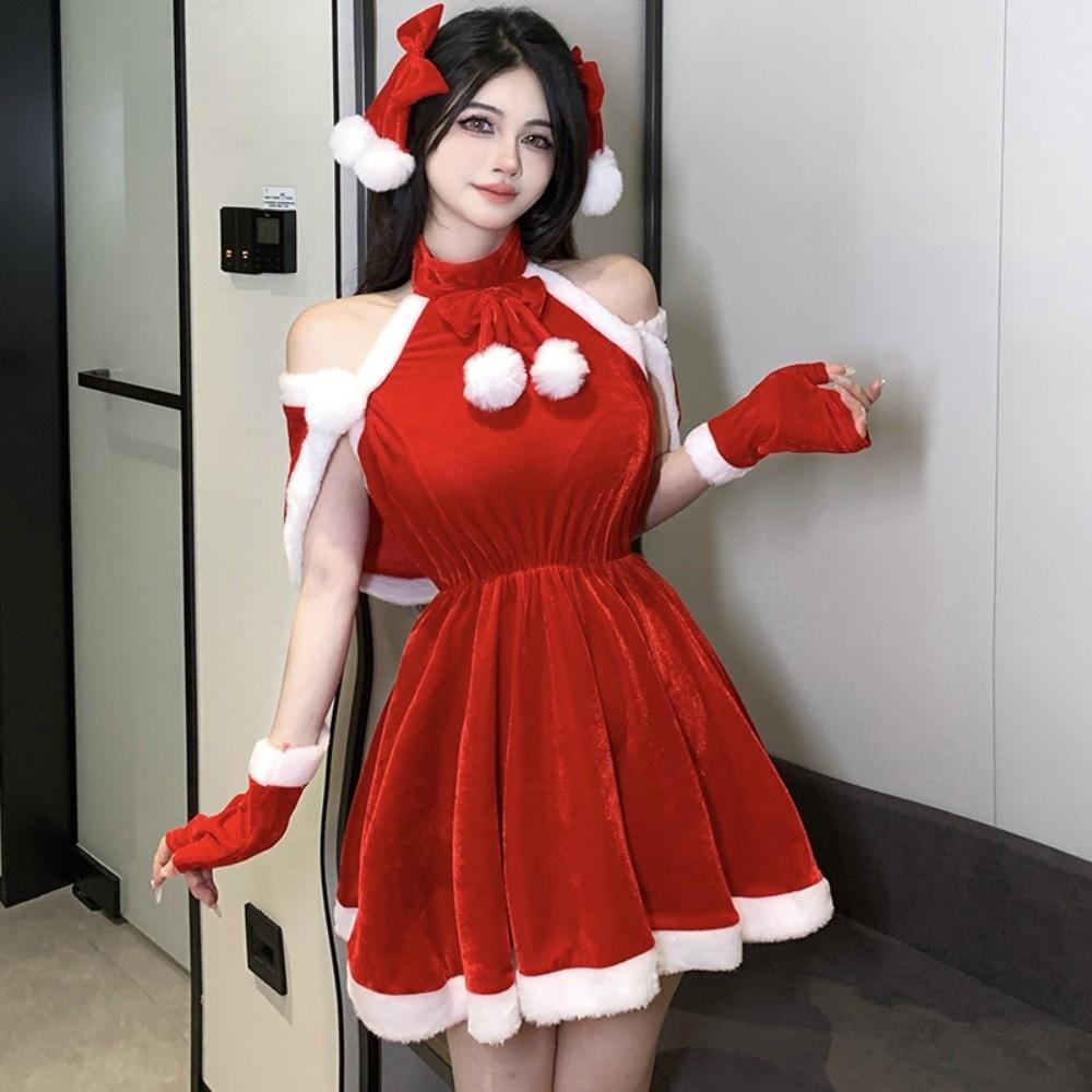 Santa Claus Cosplay Christmas Outfit Gold Velvet Christmas Perform Costume  Nightclub Bar