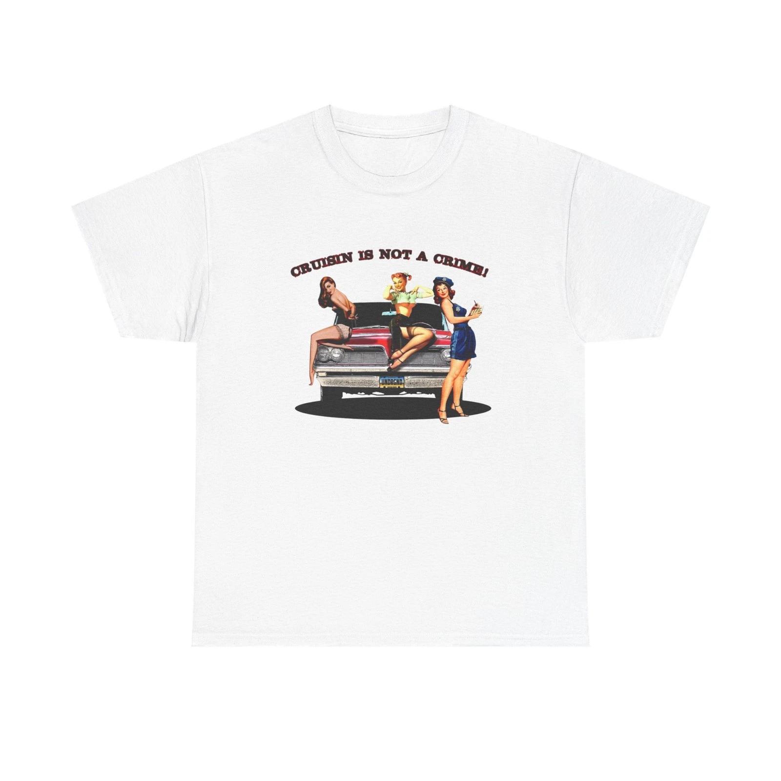 Vintage Car Models Crusin Graphic T-Shirt Unisex Heavy Cotton Tee Gift NEW M