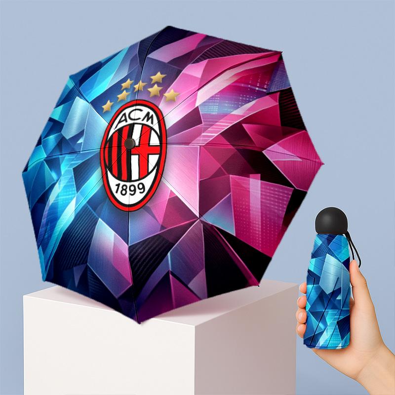 AC Milan Pattern Printed Mini 5 Folds 8 Ribs Compact Umbrella Windproof Waterproof Lightweight Portable Folding