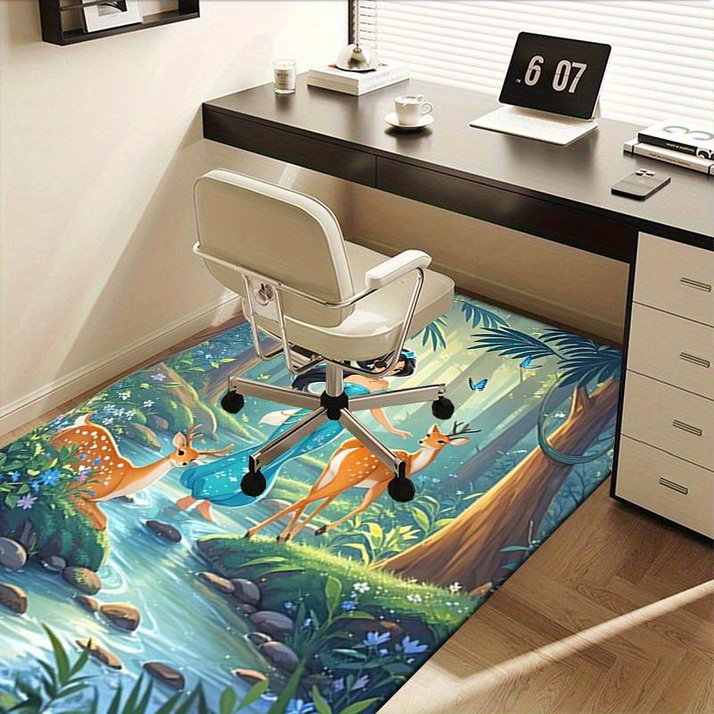 Princess,Forest,Deer Office Carpet Soft Polyester Entrance Carpet Washable Non-slip Machine Washable Indoor Carpet Living Room Bedroom Dinin