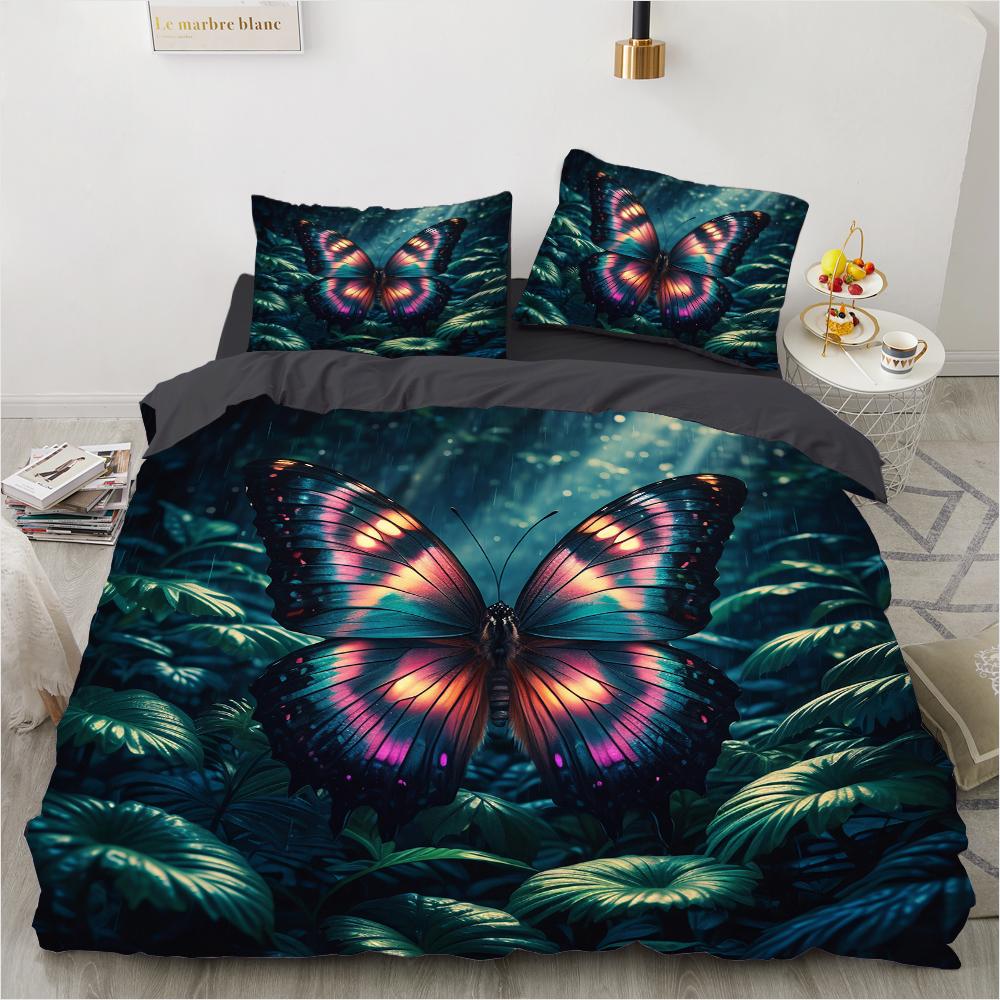 Butterfly Colorful Bedding Set Cartoon Comforter Sets Queen King Twin Full Size Duvet Cover Set Kids Girls White Bed Linen