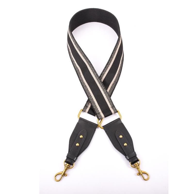 Black & White Striped Wide Canvas Bag Strap - Autumn/Winter Style Crossbody Shoulder Strap