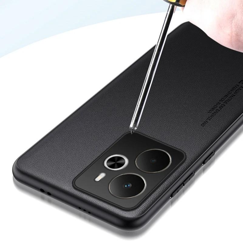 Einfache PU-Leder Handyhülle für Realme 14 5G 14T Matte Hülle Silikon Stoßfest Weiche Kante Rückseite für Realme 14Pro Plus 14X