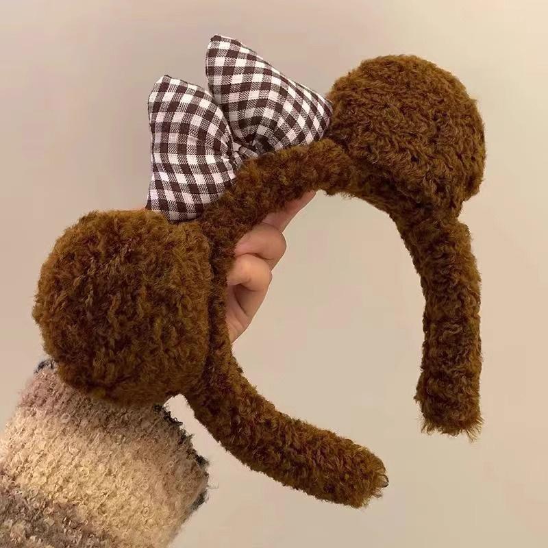 Women Bow Bear Ear Plush Hair Band Cartoon Headband Female Sweet Cute Girls Hairband Hair Accessories