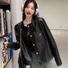 Trendy Loose PU Jacket for Women, Spring Autumn Street Style Coat, Fashionable Oversized Clothes